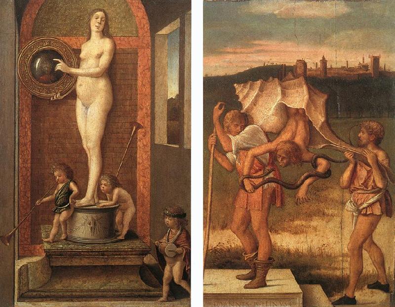 BELLINI, Giovanni Four Allegories: Prudence and Falsehood Sweden oil painting art